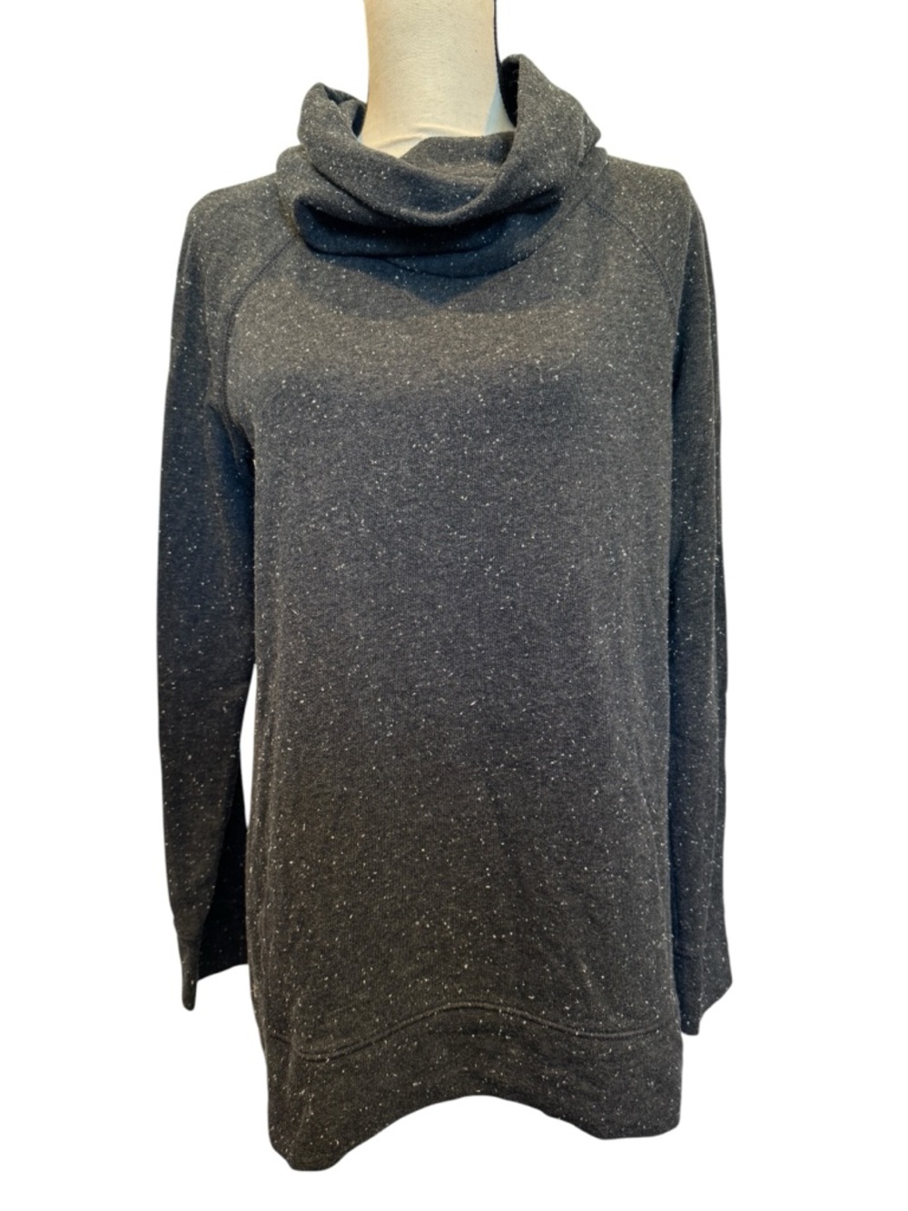 Lou & Grey Cozy Charcoal Speckled Gray Cowl-Neck Women's Sweater Small